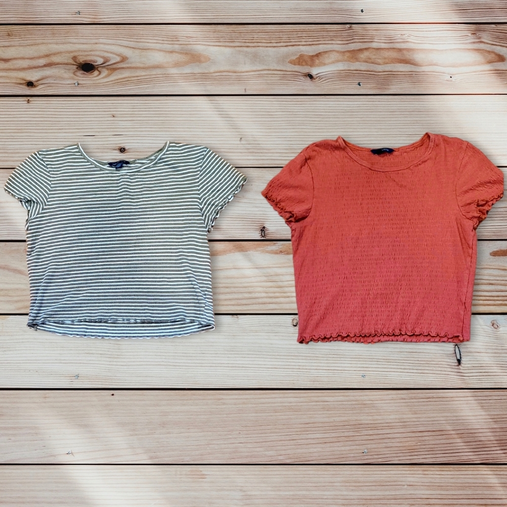 American Eagle Smocked Cropped Tees Size Small